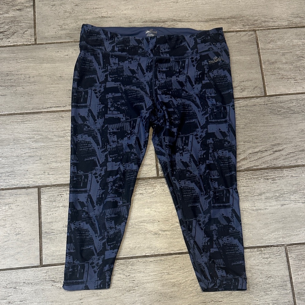 Spaulding Blue Patterned Athletic Leggings Large